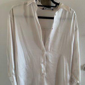 Zara White Button Up Long Sleeve